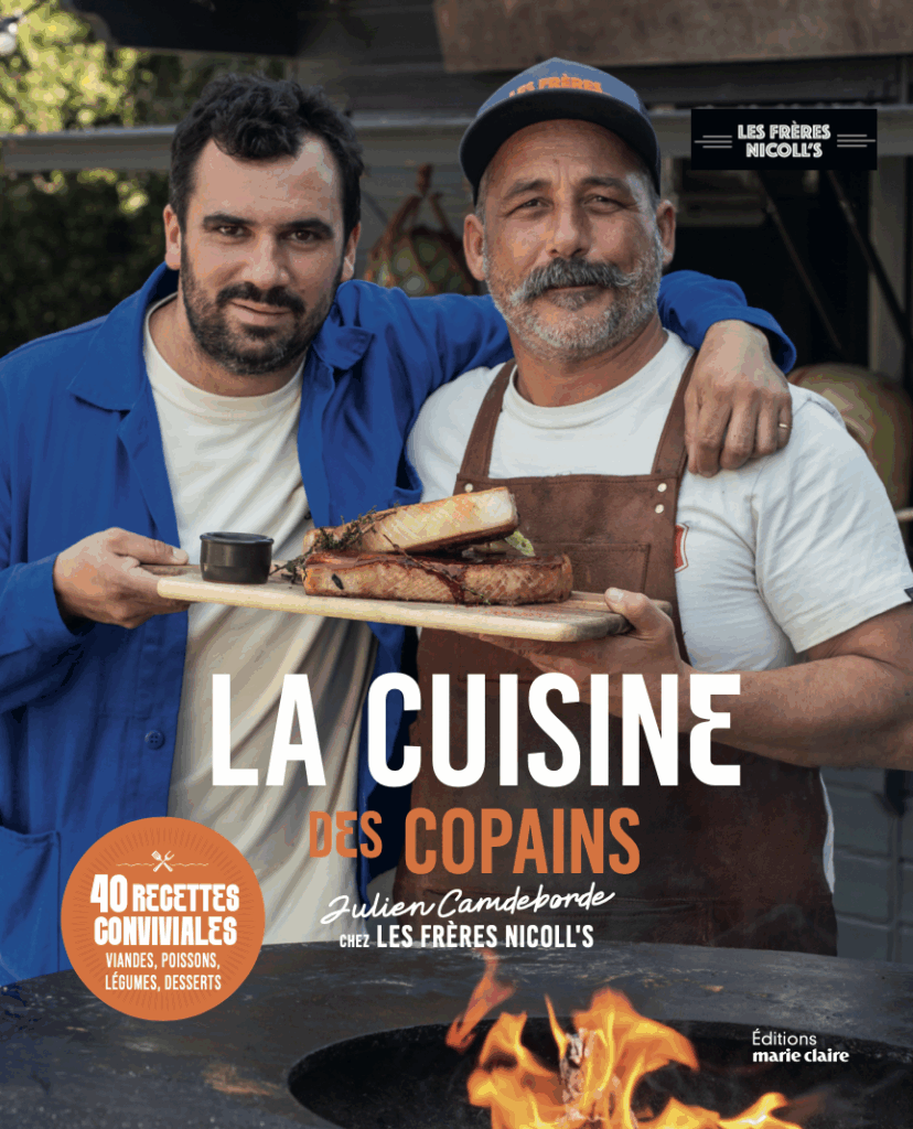 Julien Camdeborde aux Frères Nicoll's pour son livre la cuisine des copains autour du concept Brasero des Frères Nicoll's